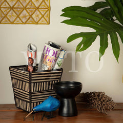 Short Line Basket Natural and Black