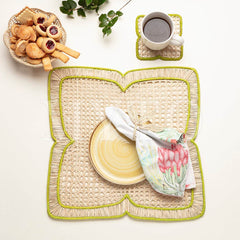 Square Flower Placemat Green